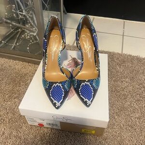 Jessica Simpson Blue Snakeskin Women's Heels